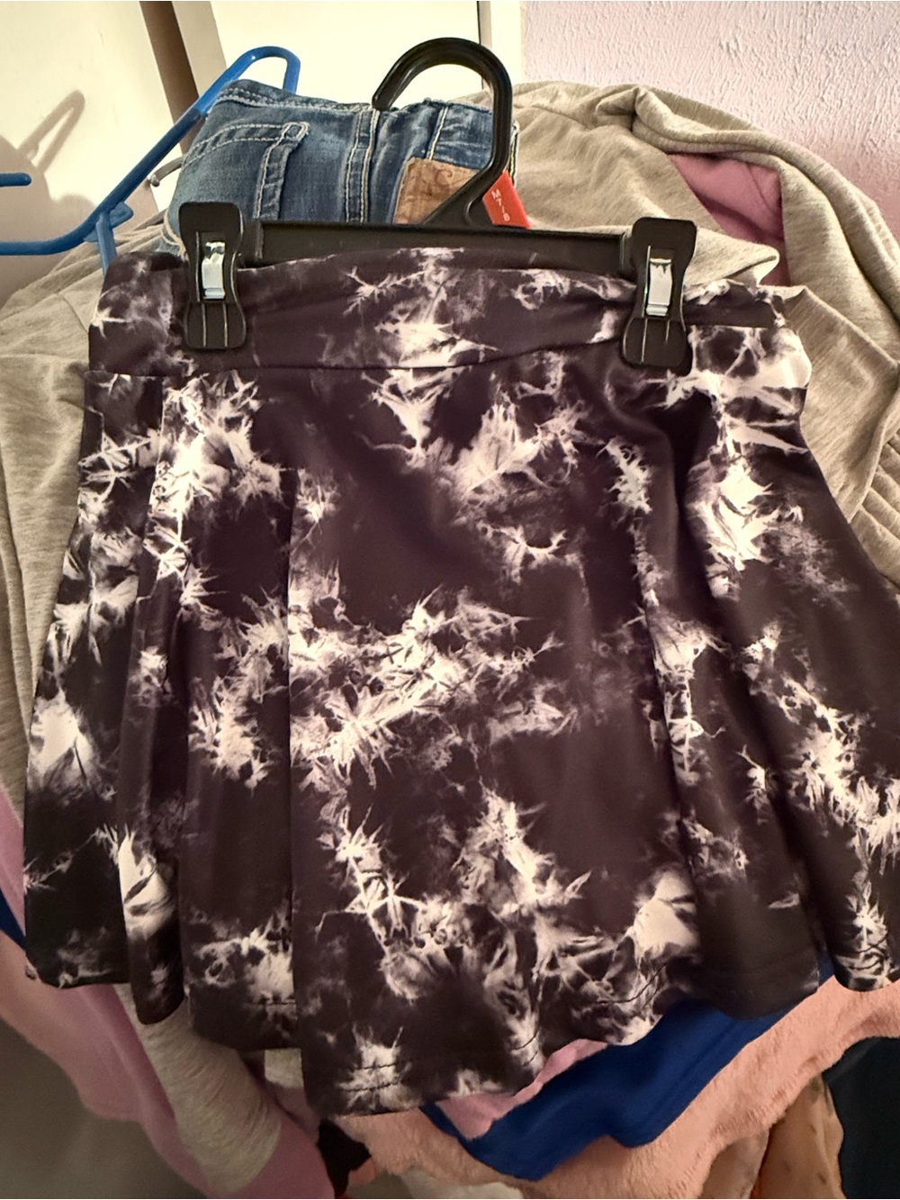 SHEIN Black & White Tie-Dye Girls' Skort
